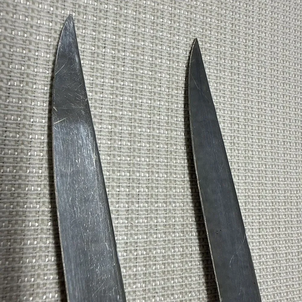 Set of 4 Vintage Briddell Steak Knifes Cream Handle MCM Kitchen w/ knife caddy